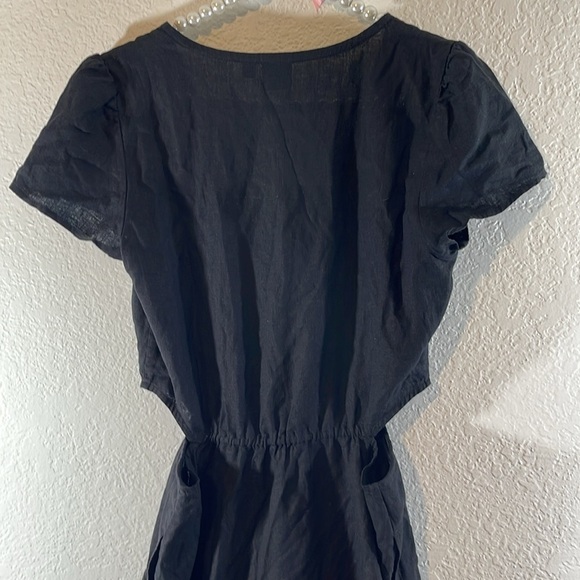 GAP Linen Blend Cutout Midi Dress With Pockets Black Size 8 Tall NEW - Picture 6 of 12